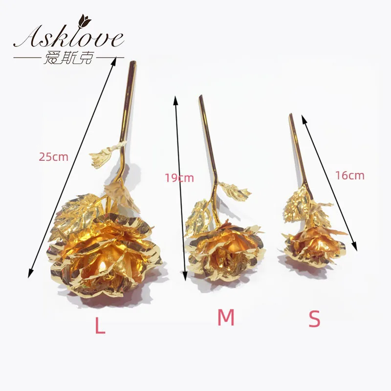 Asklove, 24 K, Золотая фольга, цветок розы, свадебное украшение, цветок, подарок подруге, любовник, позолоченные искусственные цветы, подарочная коробка