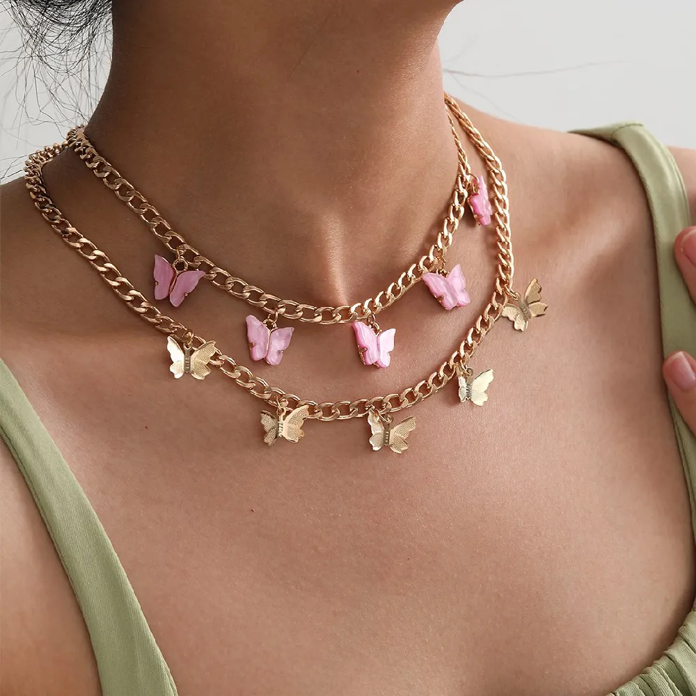 Ожерелье с подвеской-бабочкой для женщин Модная креативная цепочка до ключиц