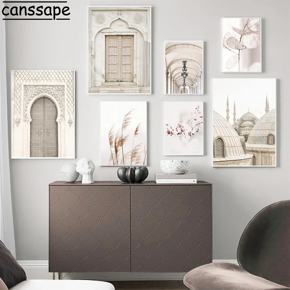 

Islamic Poster Mosque Door Canvas Painting Plant Hay Print Moroccan Architecture Prints Modern Wall Pictures Living Room Decor