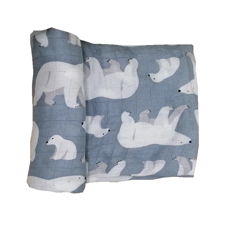 

Polar bear 100% bamboo fiber muslin baby blanket swaddle wrap for newborn blankets babies bath towel soft big diaper bedding
