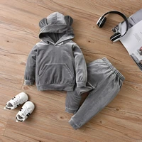 baby clothes set solid grey clothing for baby 2pcs hoodie pant suit long sleeve springfall toddlers outfits 0 2y boygirl sets