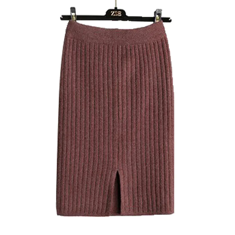 

Плотная трикотажная юбка-карандаш для молодых женщин, сексуальная юбка-карандаш с высокой талией на осень и зиму, Теплая эластичная облегаю...