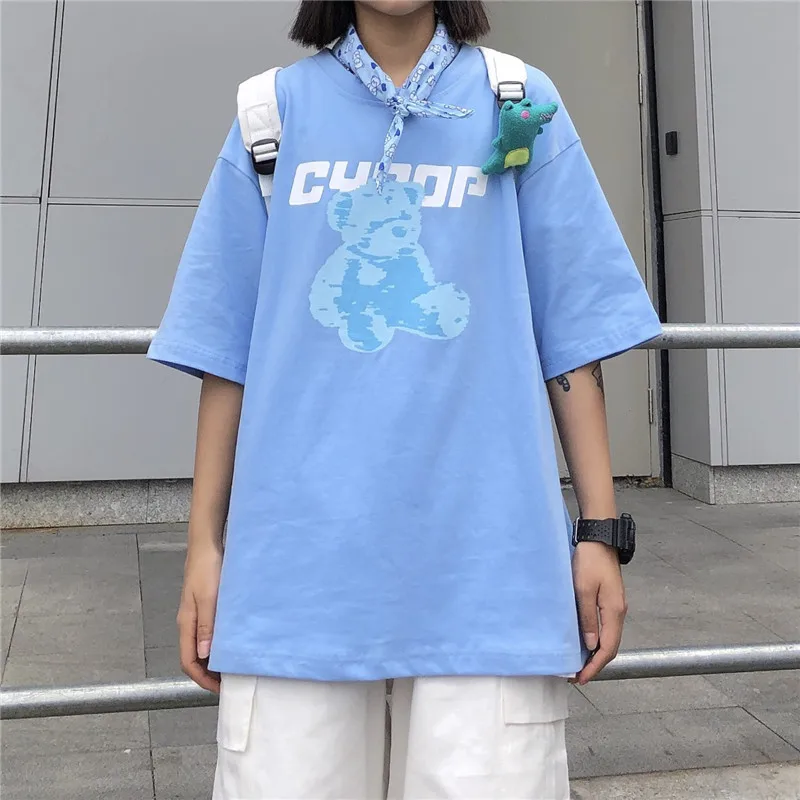 

T-shirt Female 2020 Ins Harajuku Cute Bear Anime Tshirt Women Kawaii T-shirt Summer Cute Funny Cartoon Casual Ladies Top Tees