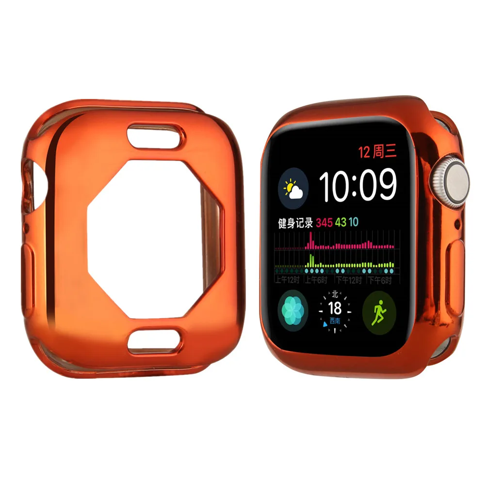 orange Яркие силиконовые часы чехол для Apple Watch Series 4 покрытие полное защитное Плакирование ТПУ Корпус для Apple Watch 44 мм 40 мм чехол - Цвет: orange
