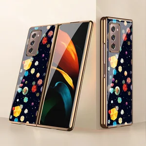 z fold 3 funda case for samsung galaxy z fold 3 z fold 2 w21 z flip f7000 5g colorful starry sky tempered glass phone case cover free global shipping