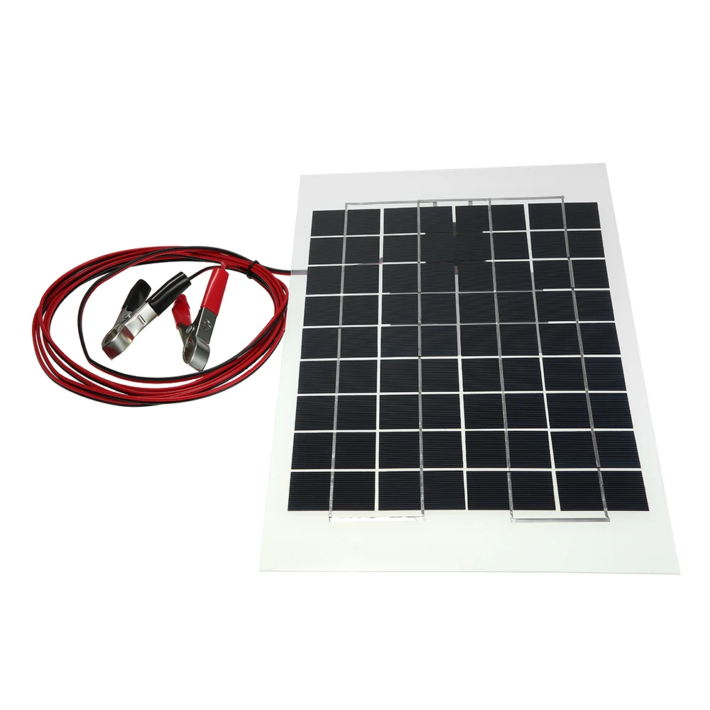 12 В 10 Вт 38X22 см поликристаллическая прозрачная эпоксидная смола солнечная панель с аллигатором Клип провода