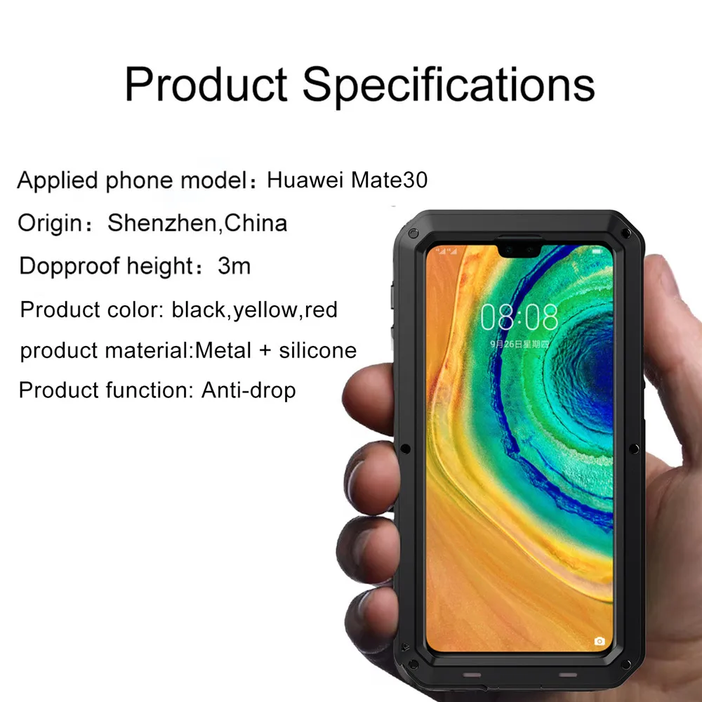 

Luxury Doom Armor Zinc Alloy Silicone With Heavy Duty For Huawei Mate30 Metal Case Shockproof Cover