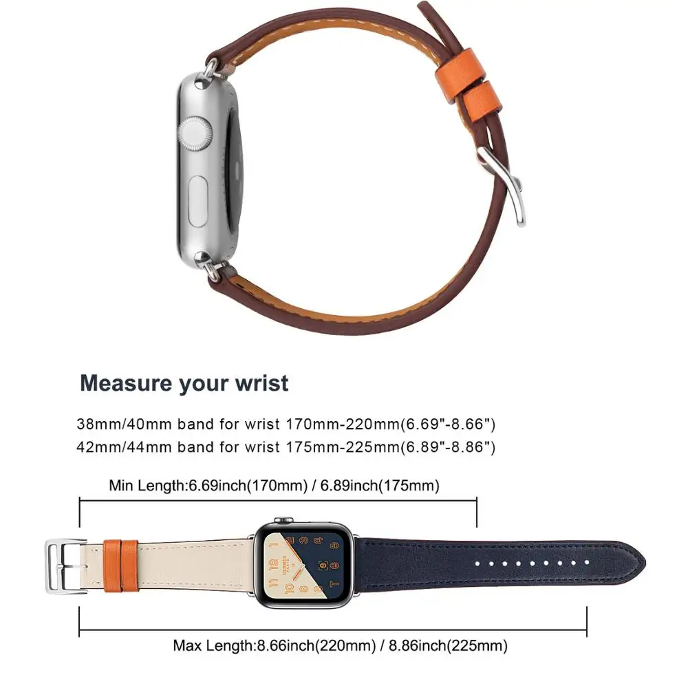 

100% Genuine Cow Leather loop Bracelet Belt Band for Apple Watch 6 SE 5 4 42MM 38MM 44MM 40MM Strap for iWatch 6 5 4 Wristband