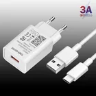 Быстрое зарядное устройство QC 3,0 с европейской вилкой для Xiaomi 11 10 Ultra POCO F3 M3 X3 NFC M3 F2 Pro Redmi Note 10S 10 9 Type C, зарядный кабель