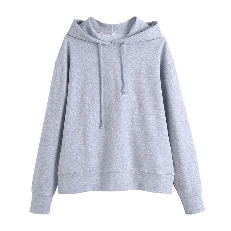 

ZXQJ Women 2021 Fashion Drawstring Hooded Loose Hoodies Sweatshirts Vintage Long Sleeve Fleece Female Pullovers Chic Tops