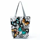 Многоразовая Женская сумочка-тоут с цветочным принтом бабочек, Экологически чистая Модная складная дорожная пляжная сумка для покупок, индивидуальный узор