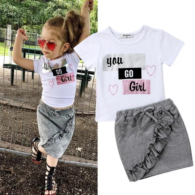 Новое поступление Летние повседневные топы для маленьких девочек футболка с