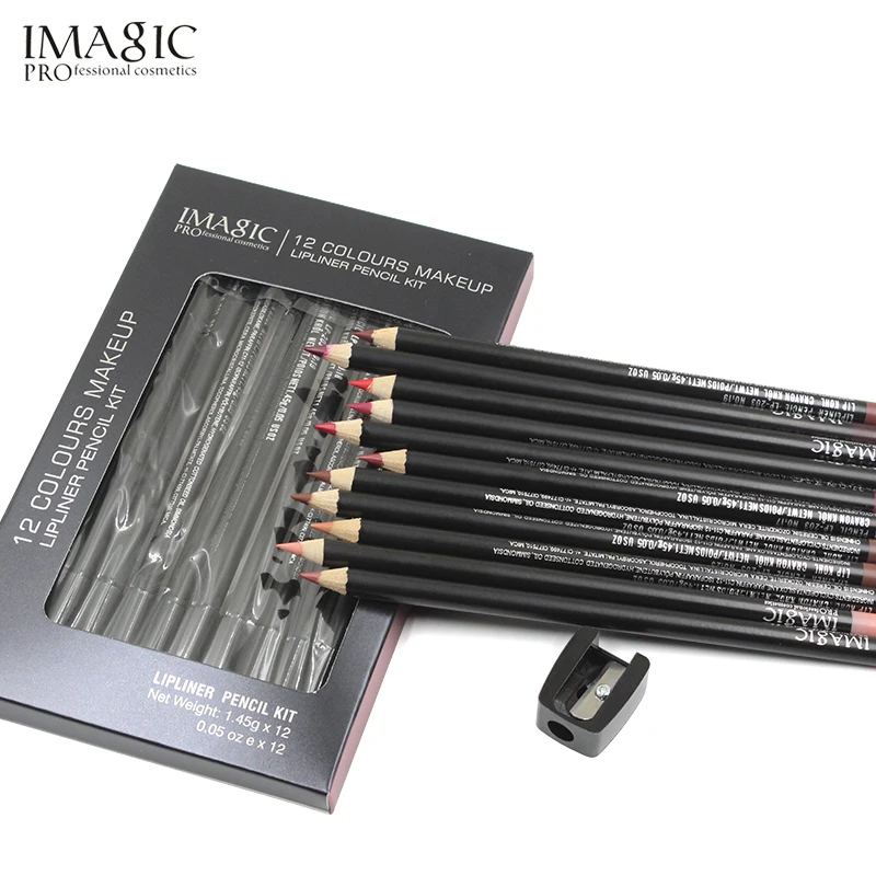Imagic lipliner ручка мода прочного влаги lipliner Waterproof Lip Liner stick водонепроницаемый карандаш 12 цветов с 1 шт. точилка