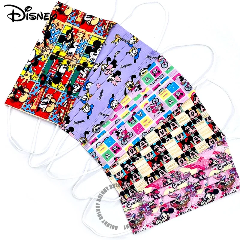 

Cute Mickey Minnie Disposable Adult Children Mask Cartoon Anime pattern Protective Face Shield For Girls Lady Dust-proof Unisex