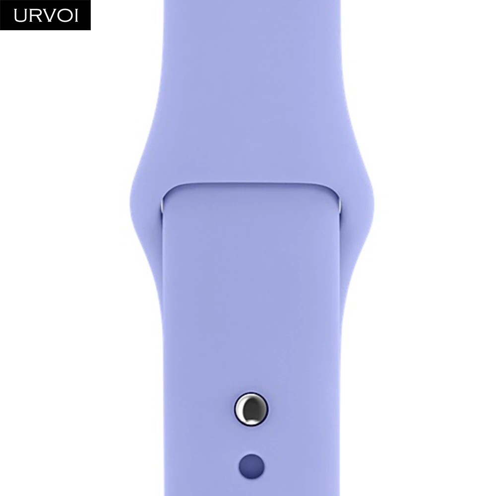Lilac Спортивный ремешок URVOI для apple watch 5, 4, 3, 2, 1, силиконовый ремешок для iWatch 40 мм, 44 мм, застежка на булавке и застежке, новинка, сосновый зеленый - Цвет ремешка: Lilac