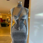 Женское бархатное платье-русалка, длинное вечернее платье с длинным рукавом, с кристаллами, на заказ