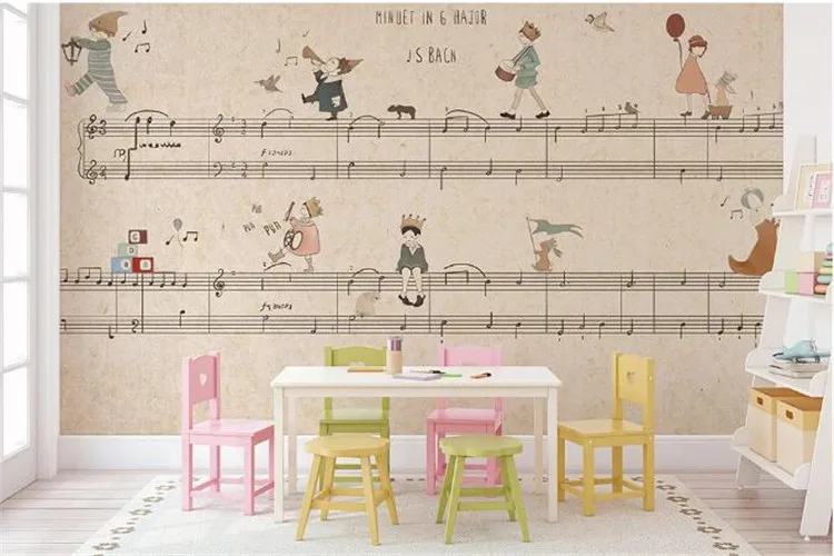 Оригинальная принцесса музыкальная нота 3d мультфильм обои роспись для девочки