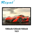 Rigal Портативный 100 120 150 дюймов проекционный экран 3D HD Настенный проектор экран холст 16:9 белый экран Домашний кинотеатр пленка