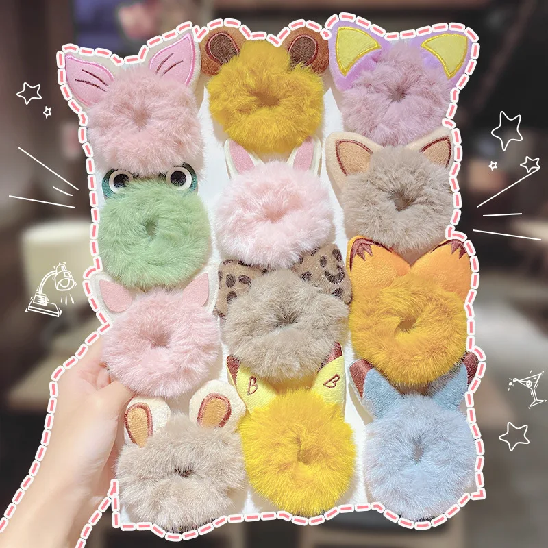 

Cartoon Cat Ears Plush Hair Ring Rabbit Tied Hair Head Rope Cute Cat Cat Headdress Super Cute Girl Bridal Hair Accessories