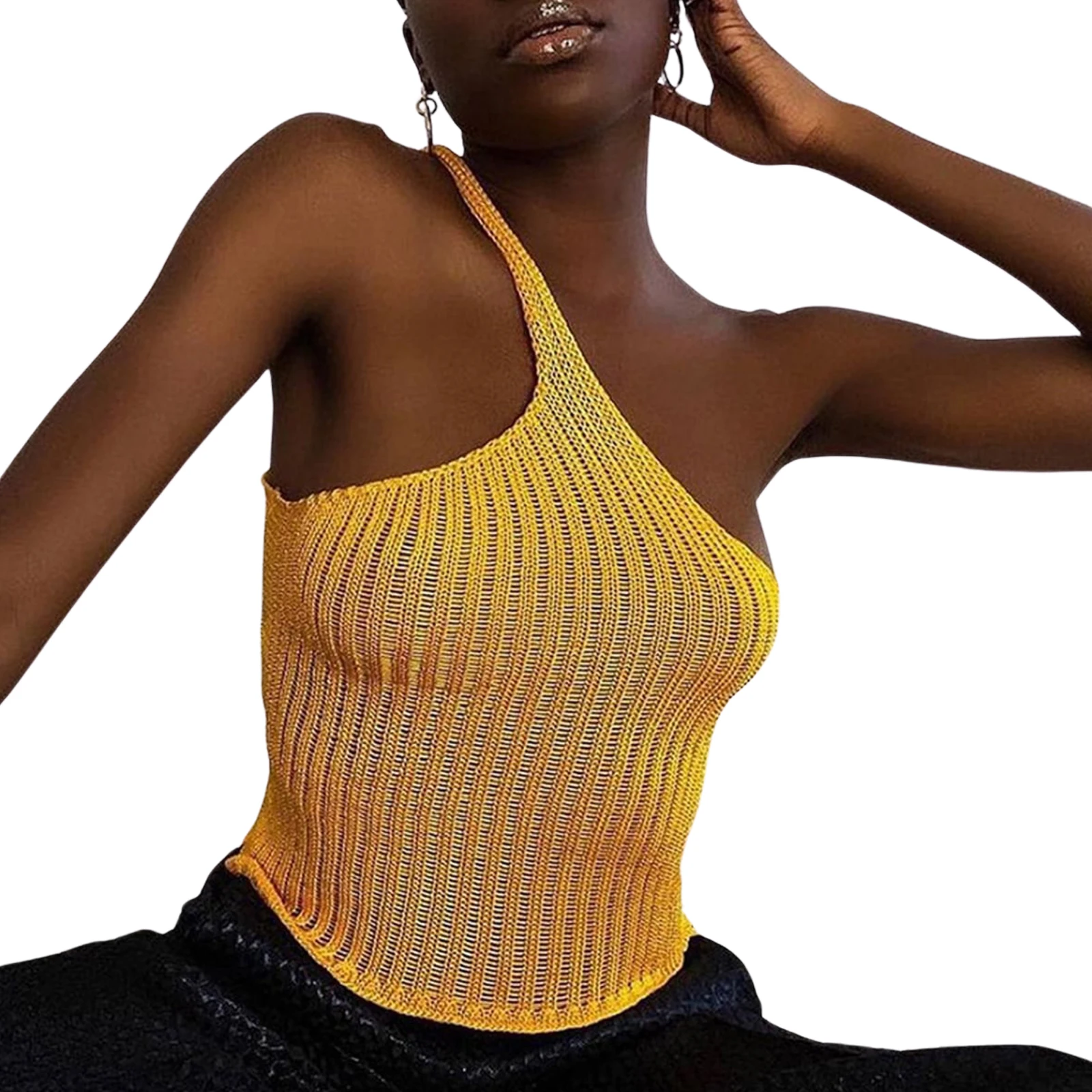 Женская летняя майка однотонный облегающий эластичный Трикотажный жилет на одно