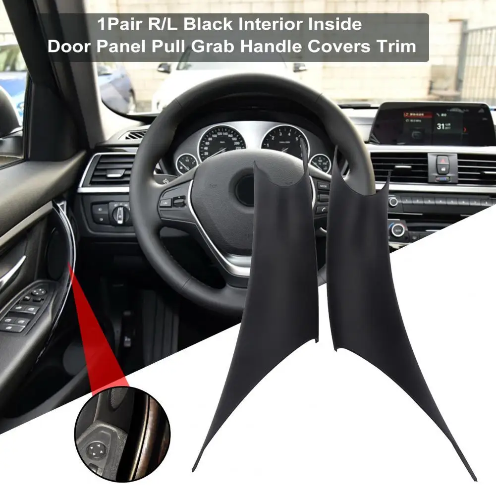 

ABS 1Pair Excellent R/L Black Interior Door Panel Pull Handle Covers Trim R/L Inside Pull Handle Covers Anti-scratch