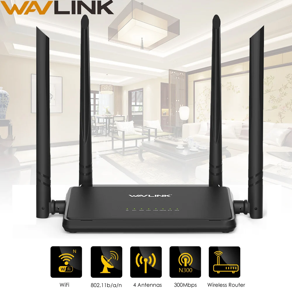 Wavlink n300 300 Мбит/с Беспроводной Смарт Wi-Fi маршрутизатор Ретранслятор точка доступа с 4 внешних антенн Кнопка WPS IP QoS Скорость 2 Быстрая