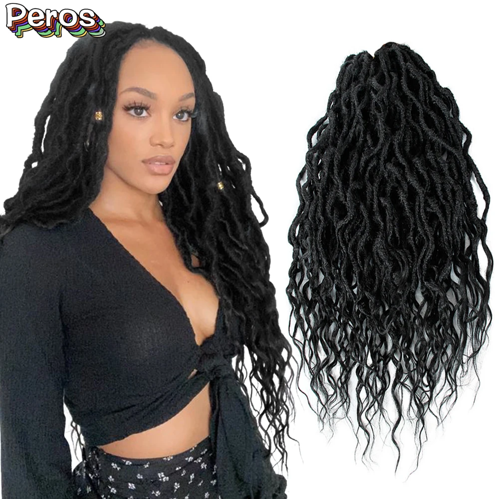 

Synthetic Crochet Braids Hair Goddess Faux Locs Curly Braiding Hair Extensions For Women Ombre Blonde Messy Dreadlocks