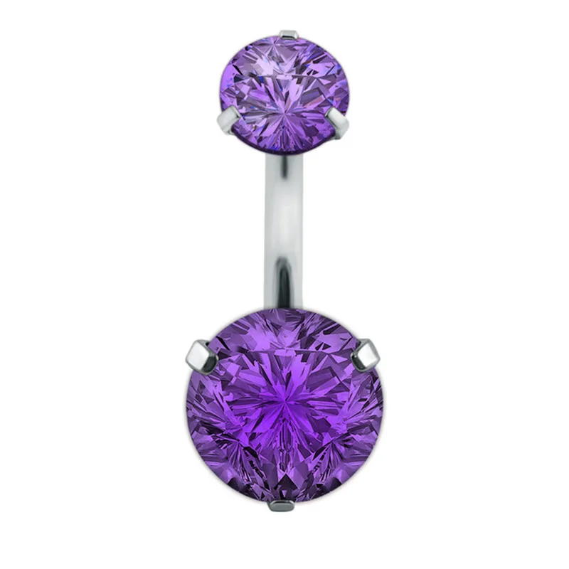 

Double Fashion Crystal Flower Belly Button Rings AAA Zircon Surgical Steel Body Jewelry Sexy Navel Piercing