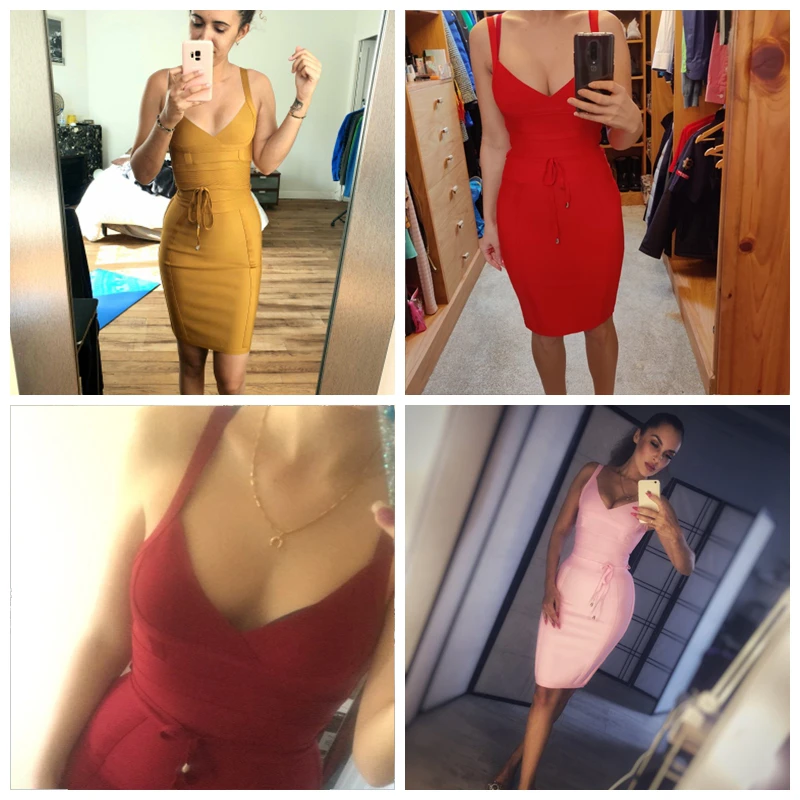 Сексуальное Бандажное платье 2020 Новое поступление летнее желтое облегающее с v