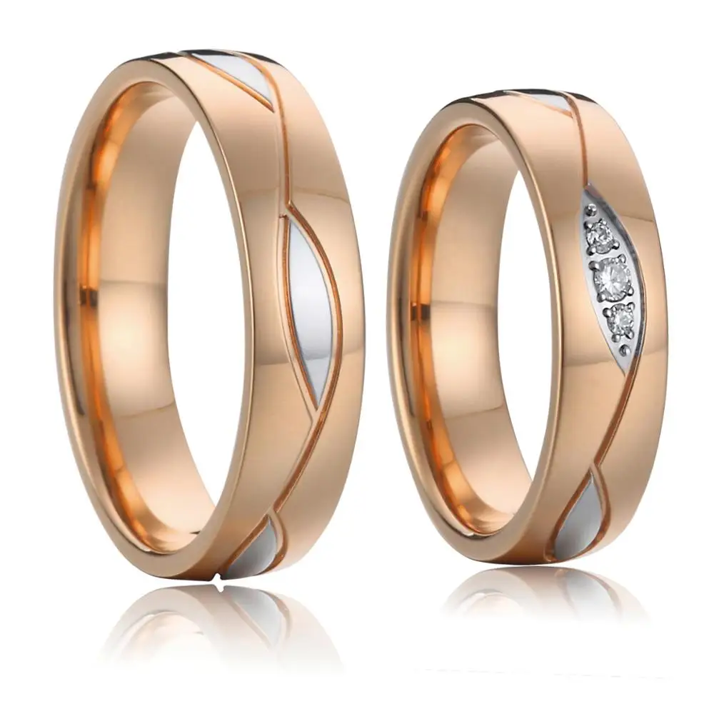 

Vintage Rose gold Color LOVE Alliances wedding rings set for couples his and hers promise marriage ring for men and women