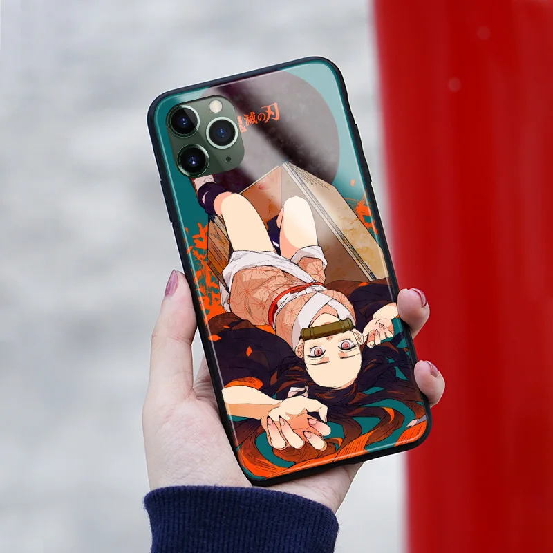 Мягкий силиконовый стеклянный чехол для телефона Kamado Nezuko Kimetsu no Yaiba iPhone SE 6 6s 7 8 Plus X