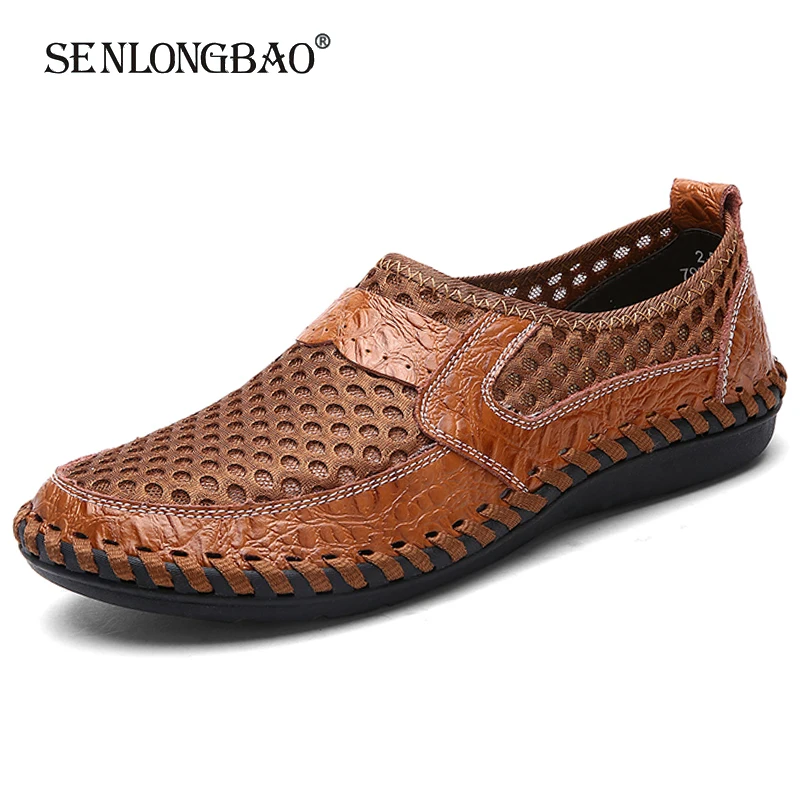 

Brand New Summer Men Casual shoes Breathable Mesh cloth Loafers Soft Flats Sandals Handmade Male Driving shoes Large size 38-50