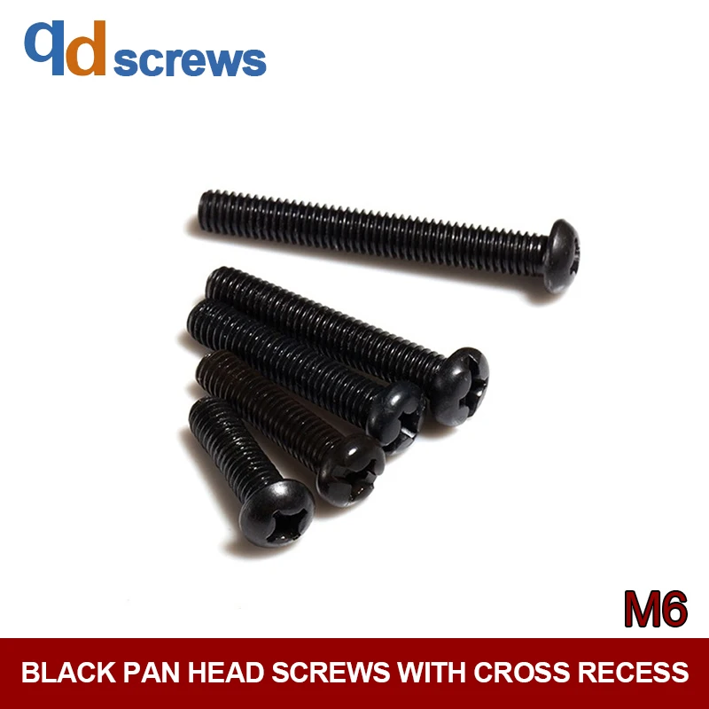 4 8 M6 черный крепежный шуруп с полукруглой потайной головкой и крестообразный