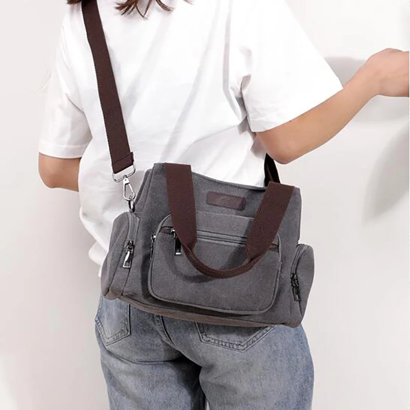 

Messenger Outdoor Travel Bag Women's Multi Compartment Canvas Handle Ladies Shoulder Bag Crossbody Tote