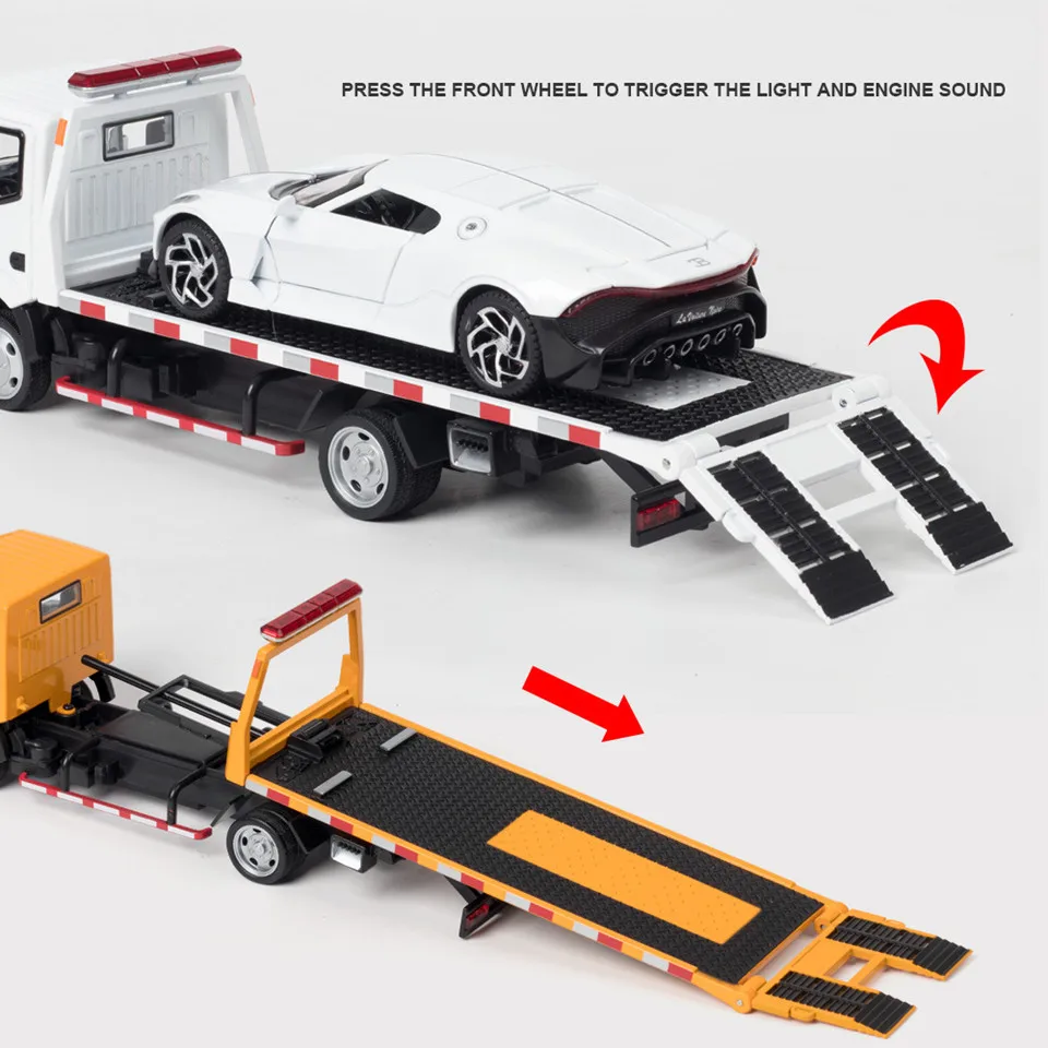 

Large car model 1:32 Trailer Alloy Pull Back 2 door toys sound diecasts toy vehicles Adult collection vehicle Christmas gifts