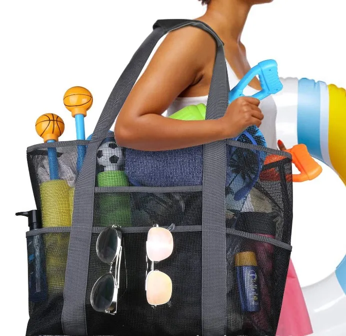 

Сетчатая пляжная сумка-тоут с несколькими карманами