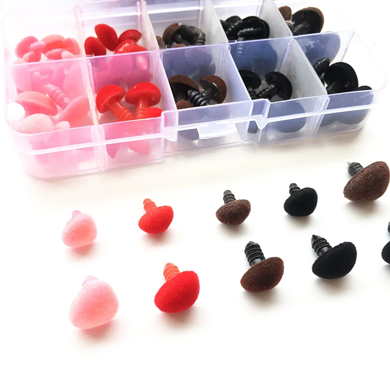 

70pcs/box pink/red/black/brown Multicolor Flocking Triangular Safety Toy Triangle Velvet Nose Animal for Bear Puppet Dolls Toys