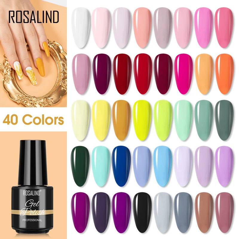 

ROSALIND Gel Varnishes Nail Polish All For Manicure Soak Off 7ml Nail Art Design Need Base Top Primer Gel Lacquer Semi Permanent