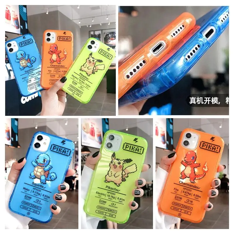Чехол для телефона с аниме Покемон Пикачу чармандер iPhone 11 12 Pro Max mini 7 8 XR X XS MAX plus SE