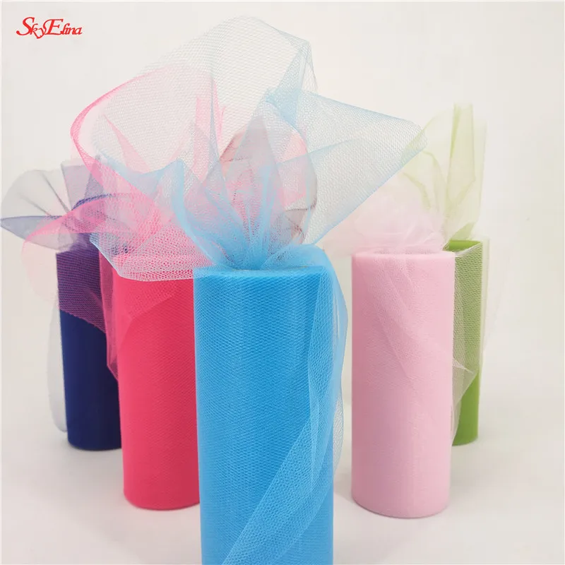25Yards 15cm Tulle Roll Spool Red Blue Organza Fabric White DIY Tutu Skirt Girl Baby Shower Party Supplies 5z | Дом и сад