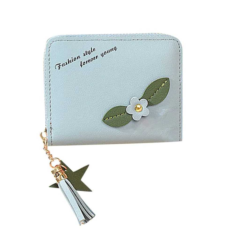 Женский однотонный Кошелек для монет улицы модный тренд лист бахрома кожа мелочи