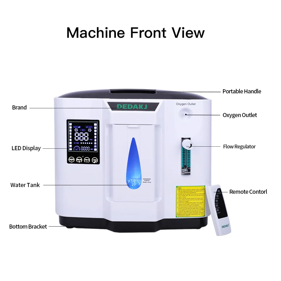 

DEDAKJ 1L-7L Portable oxygene concentrator generator oxygen making machine care oxygen generating machine English version DE-1A