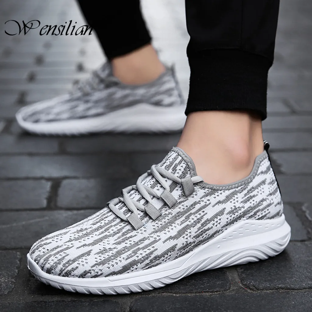 Кроссовки мужские на шнуровке Вулканизированная подошва сетчатые дышащие