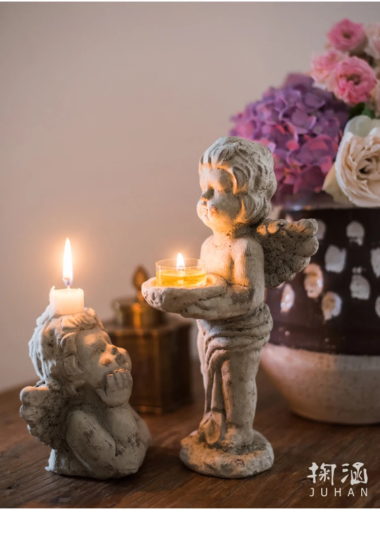 Декоративный подсвечник ангела, садовый дворик Ретро литература Европейский подсвечник для подарка