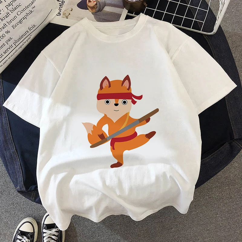 

Funny T Shirt for Men Women Summer Short Sleeve Unisex Fashion Top Tees Male Female Outdoor Casual White Foxes T Shirt