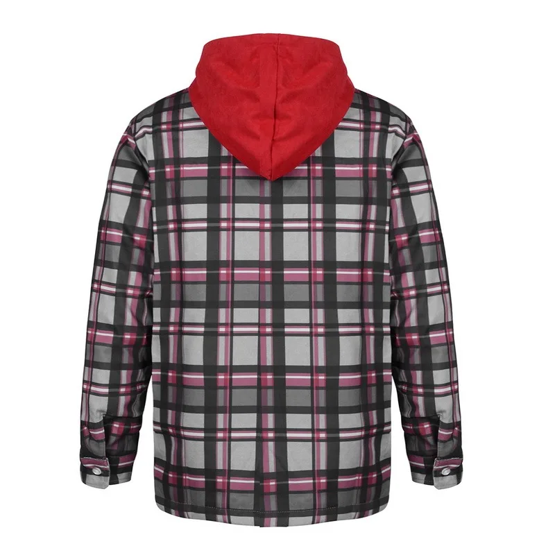 

Winter Jacket Men Autumn Winter Thick Cotton Plaid Long-sleeved Loose Hooded Jacket Men European American Size S-4XL Windbreaker