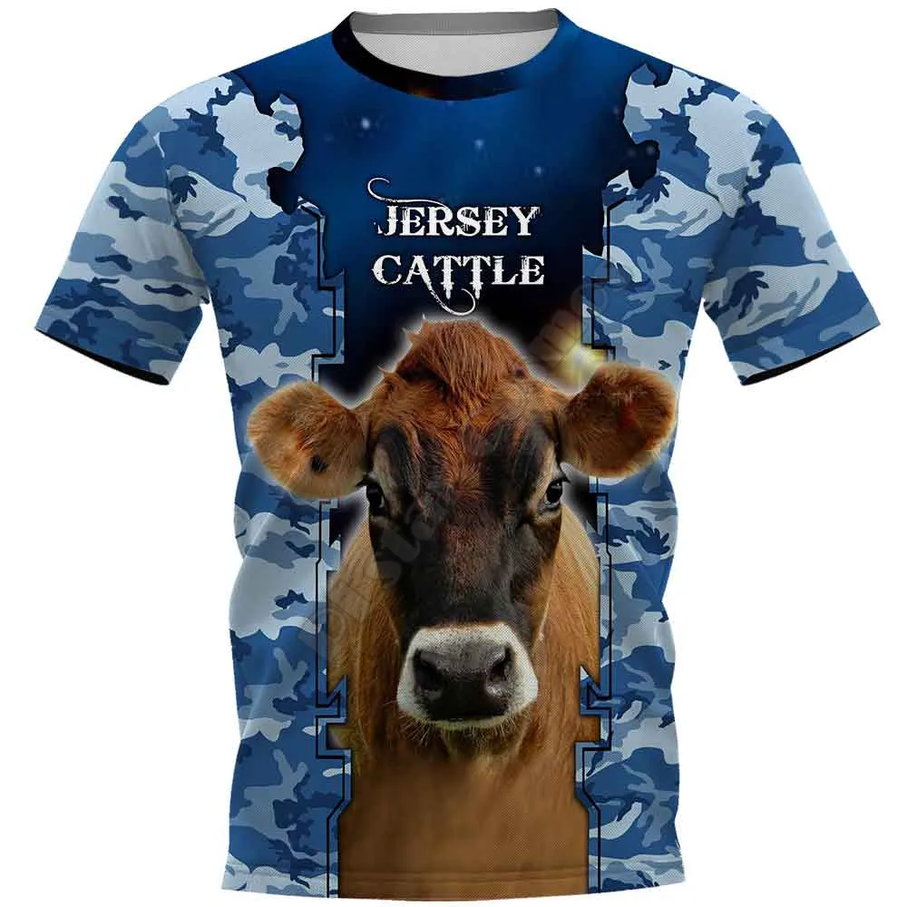 

Jersey Cattle 3D Printed t shirts women for men Summer Casual Tees Short Sleeve T-shirts Funny Animals Short Sleeve 02