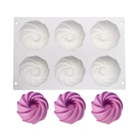 6 hole spiral flower silicone cake mousse mold 3d diy design moule silicone baking cupcake jelly pudding cookie muffin mould