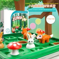 bunny bouncing game kids puzzle board checkers toy funny rabbit fox moving strategy tabletop gift for children brain development
