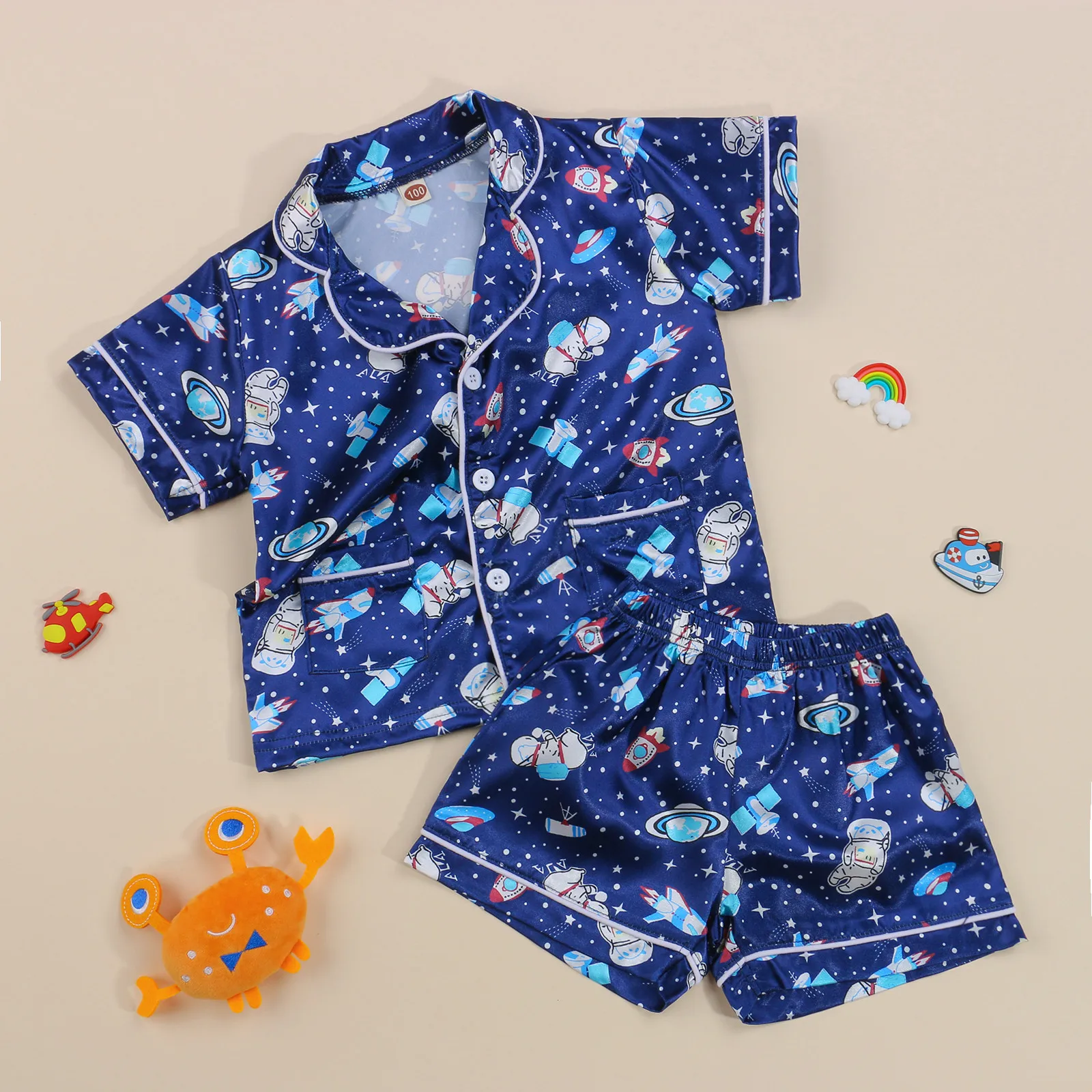 Пижамный комплект из 2 предметов топ с коротким рукавом и мультяшным принтом для